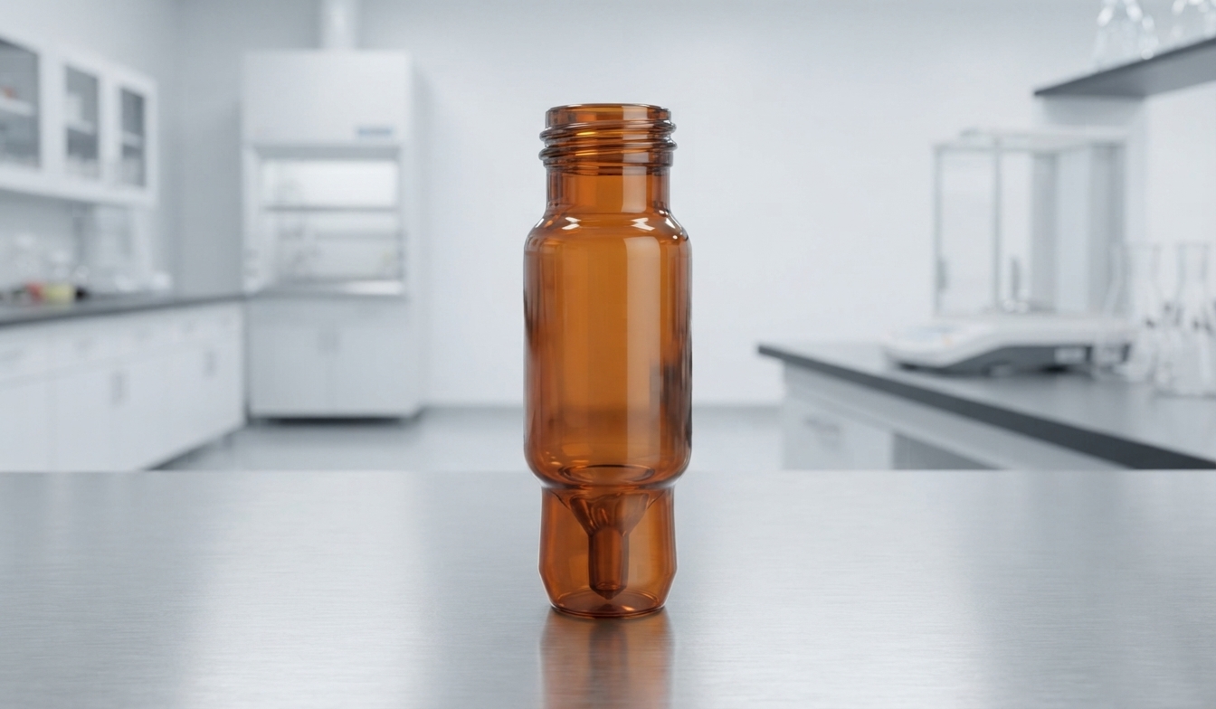 9mm (1.1mL) Amber Glass Vial, High Recovery, Screw Top, 25µL Reservoir